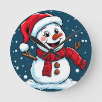 Festlicher Snowman-Cartoon mit Weihnachtsmannmütze