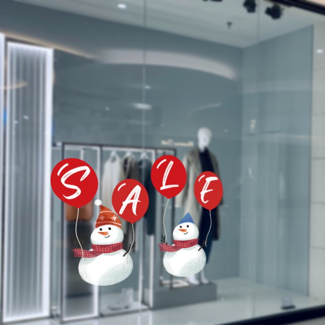 Festlicher Snowman SALE Holiday Vibes Store Fensteraufkleber (Festive Snowman SALE Holiday Vibes Store Window Cling)