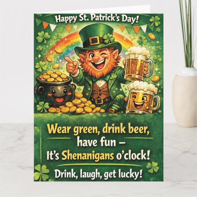 Festlicher St. Patrick's Day Leprechaun-Gruß Karte (Vorderseite)
