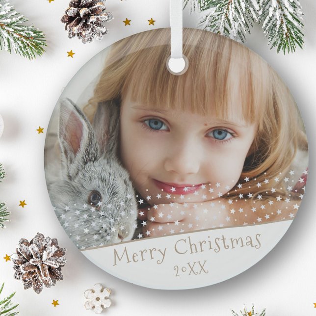 Festlicher Star Frohe Weihnachtsfamilie Keepake Fo Ornament Aus Glas (Von Creator hochgeladen)