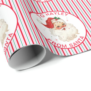 Festlicher Streifen Individuelle Name von Santa Gi Geschenkpapier