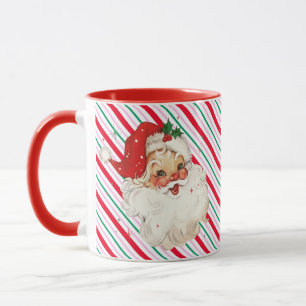 Festlicher Streifen Retro Santa Tasse