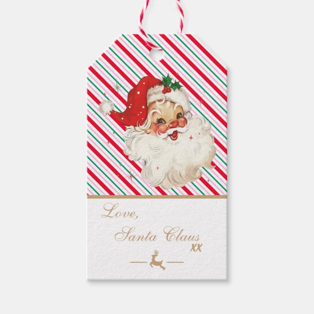 Festlicher Streifenbrief vom Weihnachtsmann Geschenkanhänger (Vorderseite)