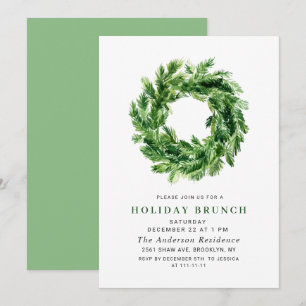 Festlicher Tannen-Kranz WEIHNACHTS-FEIER BRUNCH Einladung