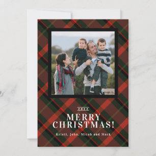 Festlicher Tartan-Weihnachtsfoto Feiertagskarte