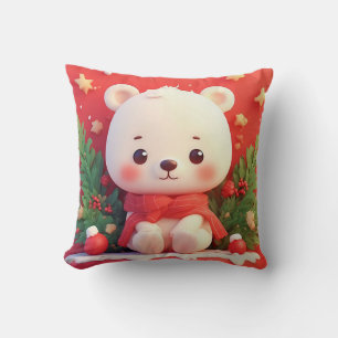 Festlicher Teddybär mit Geschenken und Weihnachtsb Kissen