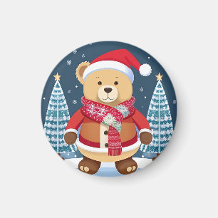Festlicher Teddybär mit Santa-Hut Magnet