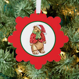 Festlicher Teddybär Ornament Karte