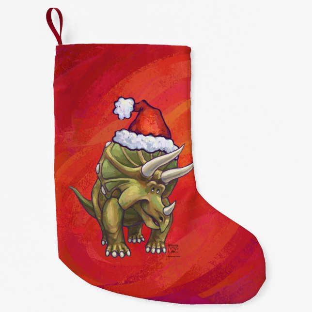 Festlicher Triceratops-großes Weihnachten Kleiner Weihnachtsstrumpf (Vorderseite)