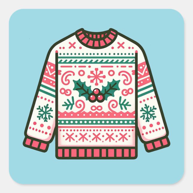 Festlicher Ugly Weihnachtssüßer Quadratischer Aufkleber (Vorderseite)
