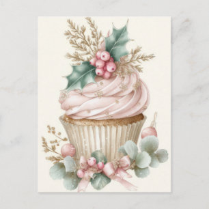 Festlicher und eleganter Pastell-Weihnachts-Cupcak Feiertagspostkarte