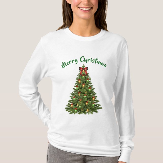 Festlicher und lustiger Weihnachtsbaum T - Shirt (Vorderseite)