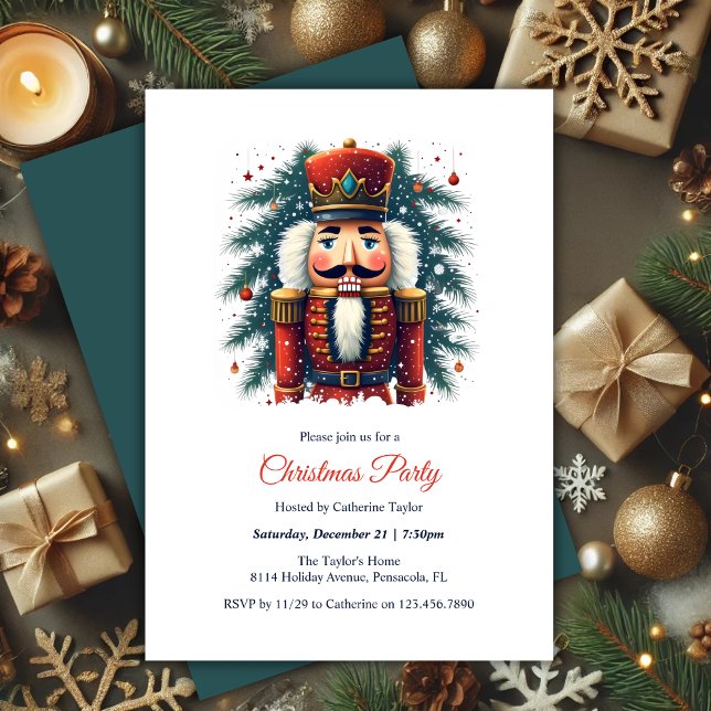 Festlicher Urlaub Elegante Nutcracker Weihnachts-P Einladung (Festive Holiday Elegant Nutcracker Christmas Party Invitation)