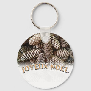 Festlicher Urlaub Joyeux Weihnachten Pine Cone Schlüsselanhänger