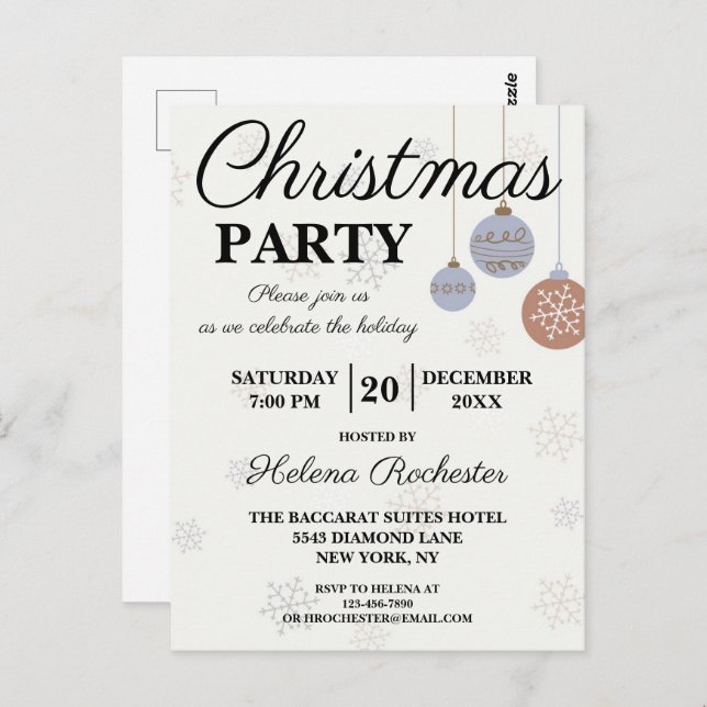 Festlicher Urlaub Ornament Weihnachten Party Postkarte (Vorne/Hinten)