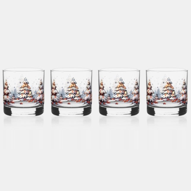 Festlicher Urlaub Tree Brille Set 4 Whiskyglas (Vorderseite)