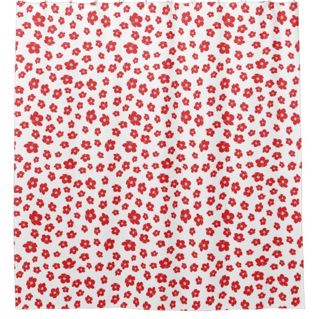Festlicher Urlaub Weihnachten Roter Hibiskus Blume Duschvorhang (Vorderseite)