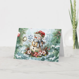 Festlicher Vintage-Wasserfarben-Weihnachtsmann-Sch Feiertagskarte