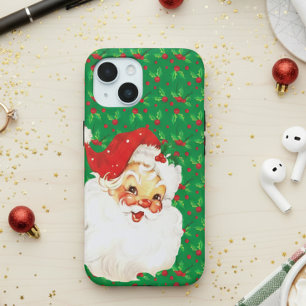 Festlicher Vintage-Weihnachtsmann-Stechpalmenblätt Case-Mate iPhone Hülle