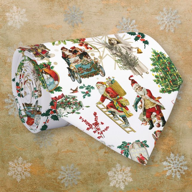Festlicher Vintager Retro-Weihnachtsspass Krawatte (Festive Vintage Retro Christmas Fun Neck Tie)