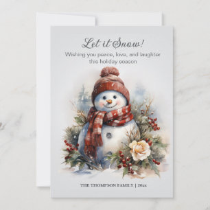 Festlicher Vintager Schneemann Karussell Winter Feiertagskarte
