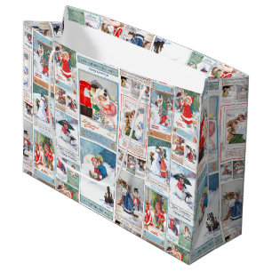 Festlicher Vintager Winterspass Weihnachtskarten-C Große Geschenktüte