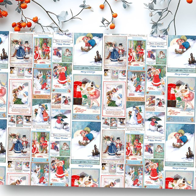 Festlicher Vintager Winterspass Weihnachtskarten-C Seidenpapier (Von Creator hochgeladen)