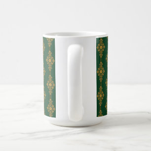 Festlicher Waldgrün-Goldmedaillon  Kaffeetasse