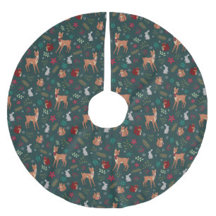 Festlicher Waldtier-Weihnachtsbaumrock in Dunkelgr Polyester Weihnachtsbaumdecke