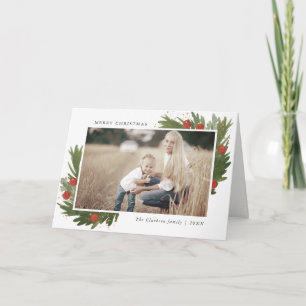 Festlicher Watercolor - WeihnachtsFoto-Gruß-Karte Feiertagskarte