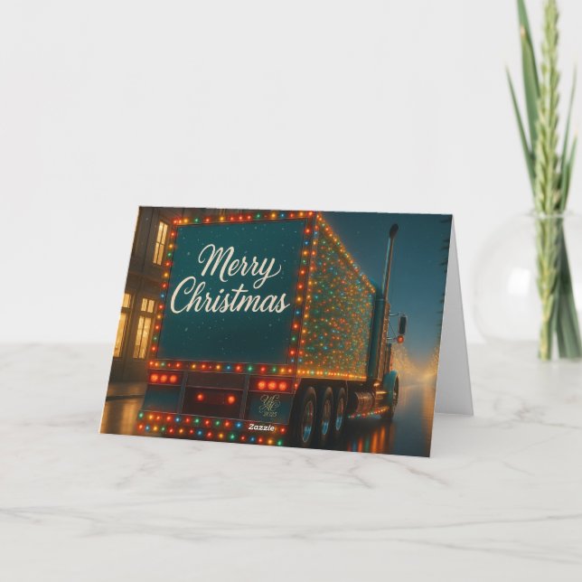  Festlicher Weihnachts-LKW mit Lichtern Dankeskarte (Rückseite)
