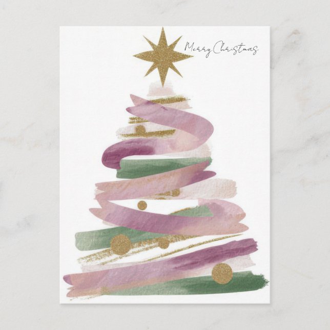 Festlicher Weihnachtsbaum-Gruß Postkarte (Vorderseite)