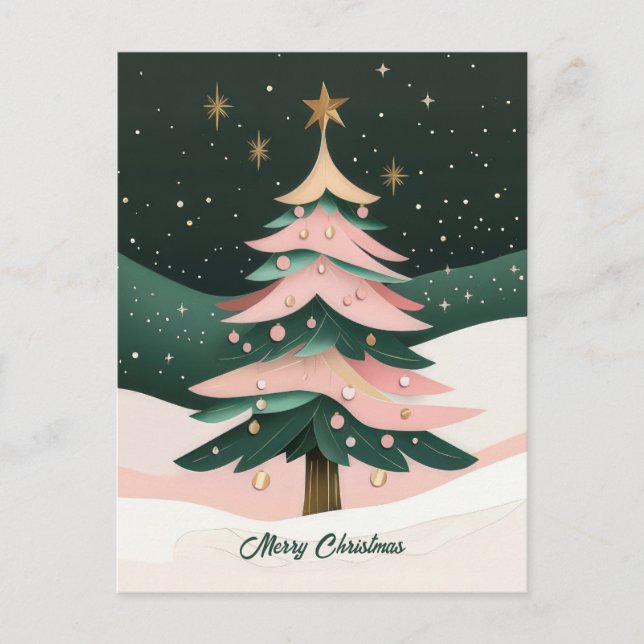 Festlicher Weihnachtsbaum-Gruß Postkarte (Vorderseite)