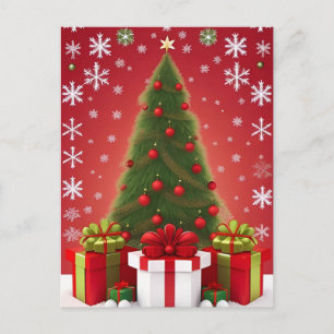 Festlicher Weihnachtsbaum im schneebedeckten Winte Postkarte