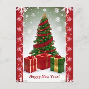 Festlicher Weihnachtsbaum im schneereichen Winter Postkarte