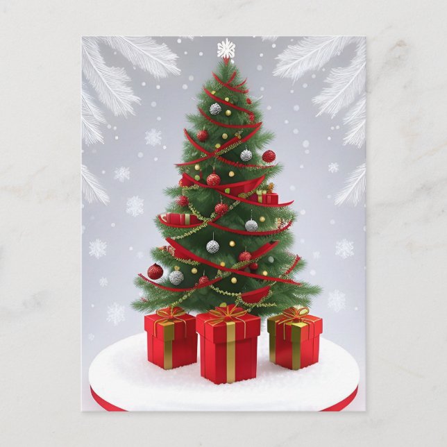 Festlicher Weihnachtsbaum im SchneeWinter Postkarte (Vorderseite)