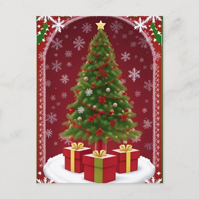 Festlicher Weihnachtsbaum im SchneeWinter Postkarte (Vorderseite)