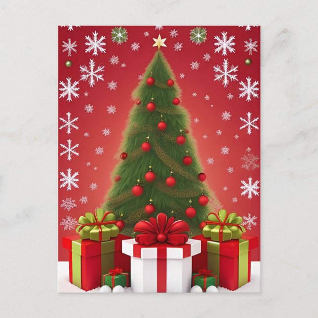 Festlicher Weihnachtsbaum im SchneeWinter Postkarte (Vorderseite)