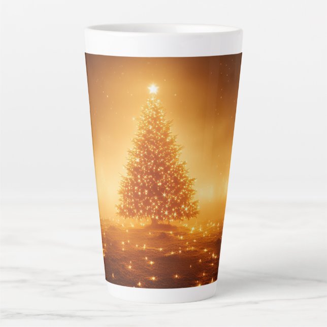 Festlicher Weihnachtsbaum mit gemütlichem Winterde Milchtasse (Vorderseite)