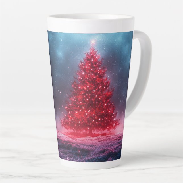 Festlicher Weihnachtsbaum mit gemütlichem Winterde Milchtasse (Rechte Ecke)