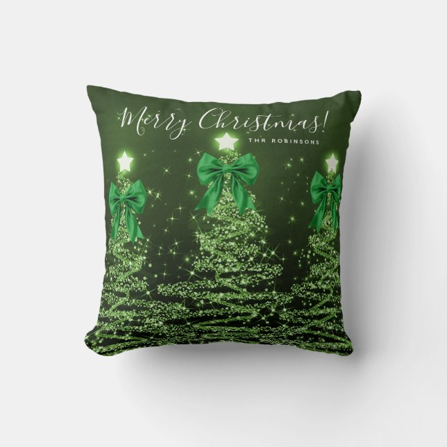 Festlicher Weihnachtsbaum Name Grün Kissen (Vorderseite)