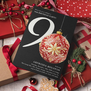 Festlicher Weihnachtsbaumanhänger 90. Geburtstagsf Einladung
