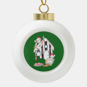 Festlicher Weihnachtsbiber, der Chalet verziert Keramik Kugel-Ornament