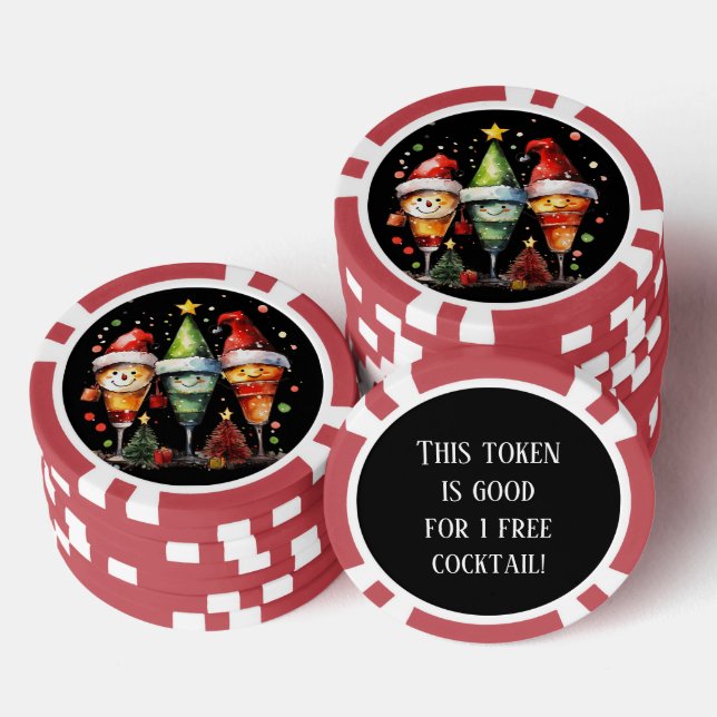 Festlicher Weihnachtscocktail gratis trinken Pokerchips (Stapel)