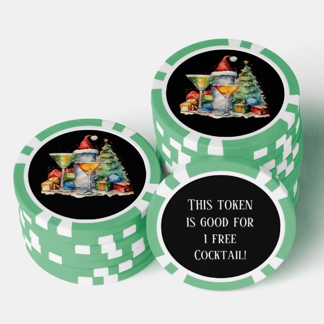 Festlicher Weihnachtscocktail gratis trinken Pokerchips (Stapel)