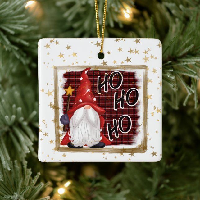 Festlicher Weihnachtsfeiertag Gnome Keramikornament (Baum)