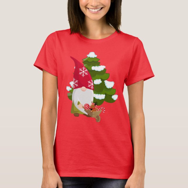 Festlicher Weihnachtsfeiertag Gnome T-Shirt (Vorderseite)