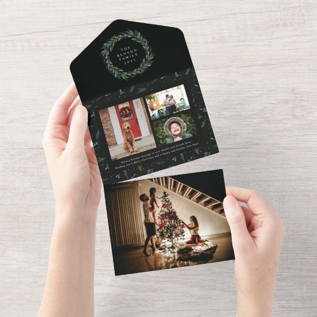 Festlicher Weihnachtskranz Aquamarin 4 Foto Urlaub All In One Einladung (Abreißen)