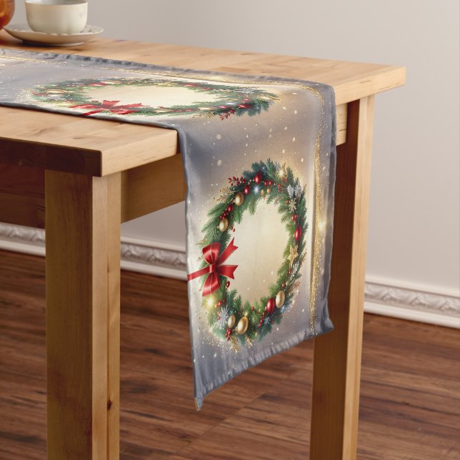 Festlicher Weihnachtskranz Feiertags Tischläufer (Beispiel)