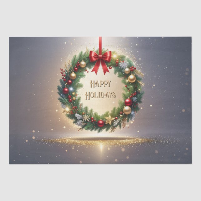 Festlicher Weihnachtskranz Feiertags-Tissue-Papier Seidenpapier (Vorderseite)